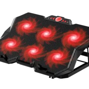 Suport laptop cu 6 ventilatoare roșii, design ergonomic, pentru răcire eficientă