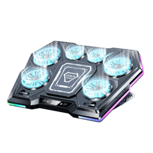 Cooler laptop D13 cu 6 ventilatoare RGB – suport de răcire reglabil pentru laptopuri 12-21 inch