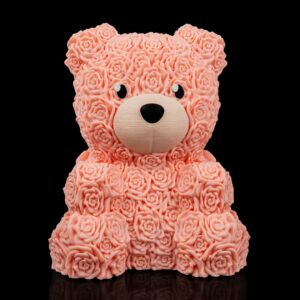 Urs Trandafiri 3D floral bear light pink - vedere din față