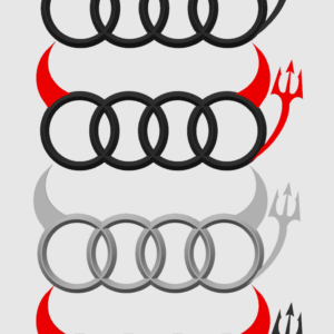 Emblemă Audi Demon – Design cu Coarne și Trident 120, 150, 185mm